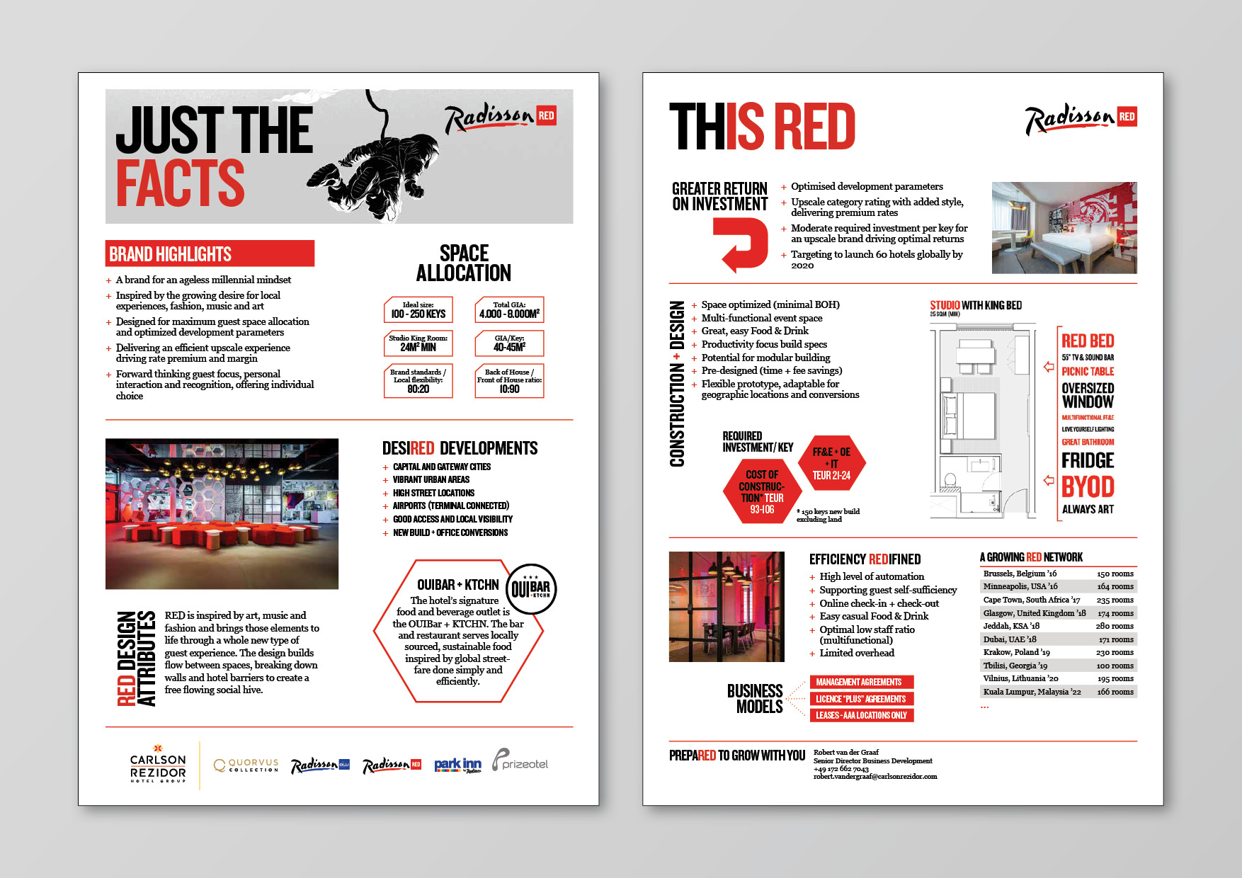 Radisson RED fact sheet with simple infographics